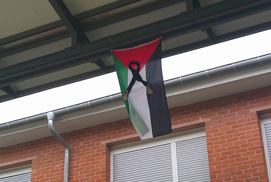 Palestinako bandera Ikastolaren sarreran